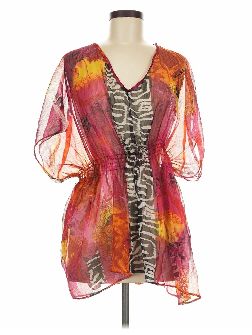 Sheer Multicolor Floral & Zebra Print Tunic